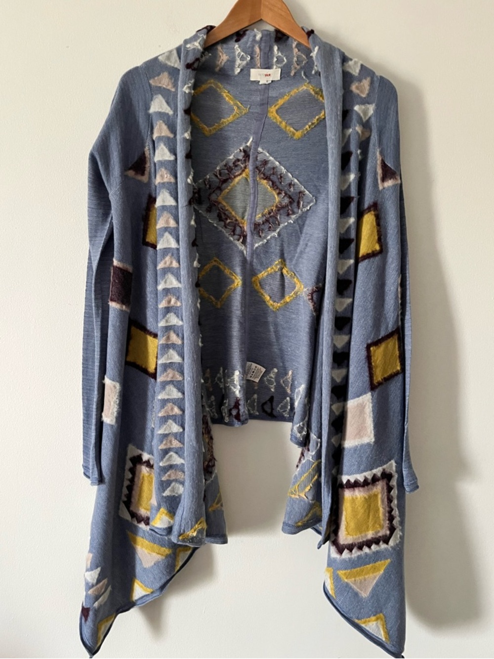 FietsVoor2 Anthropologie Aztec Style Textured Knit OpenFront Cardigan Wool Blend